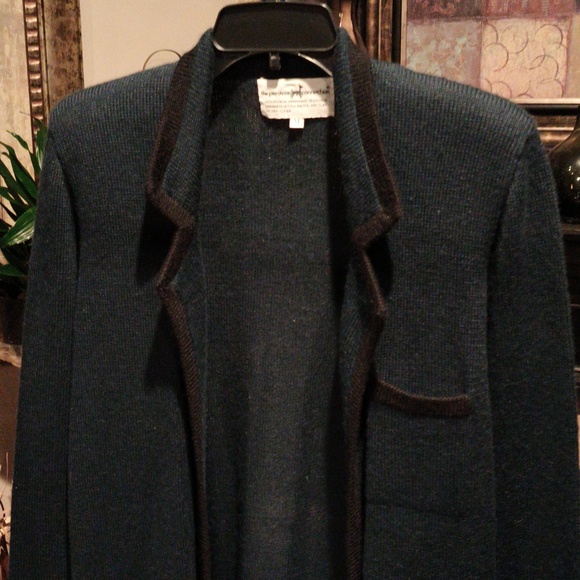 FINAL PRICE Peruvian Connection 100% Alpaca Forest Green Sweater w Black Trim - Picture 11 of 16